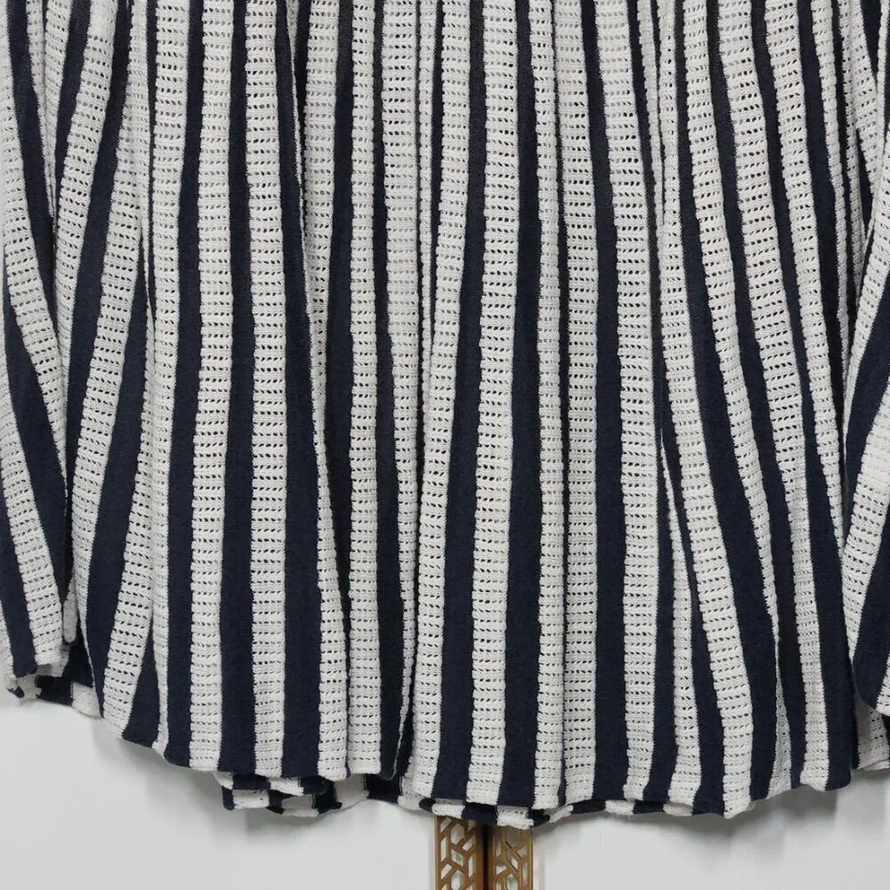 Club Monaco Knit Midi Striped Pattern Skirt Size M Navy/White